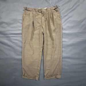 Vintage 90s Paul Stuart Pants Pleated Cuffed Dress Trousers Houndstooth Wool